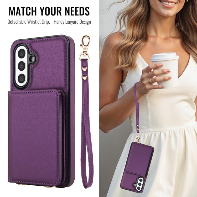 For Samsung Galaxy A36 5G Crossbody Dual-buckle Wallet RFID Back Leather Phone Case
