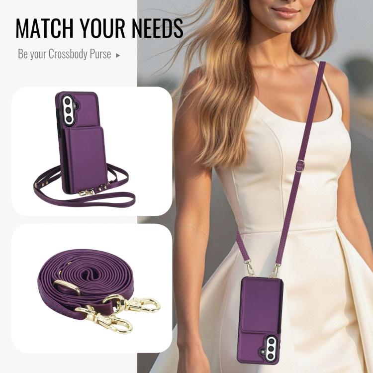 For Samsung Galaxy A36 5G Crossbody Dual-buckle Wallet RFID Back Leather Phone Case