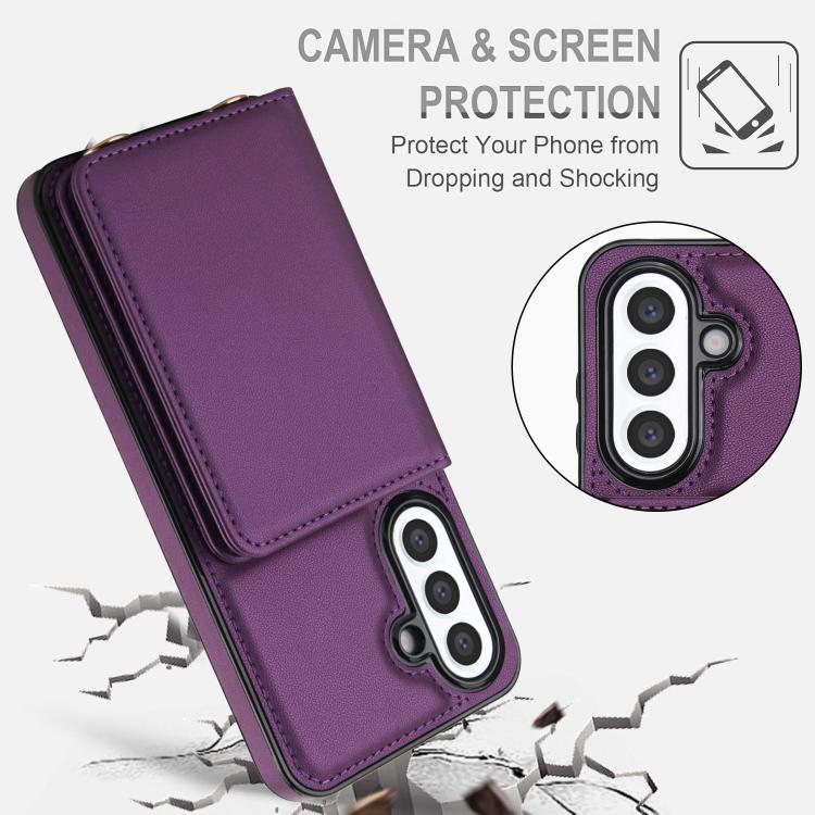 For Samsung Galaxy A36 5G Crossbody Dual-buckle Wallet RFID Back Leather Phone Case