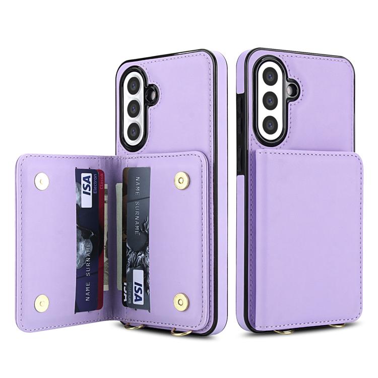 For Samsung Galaxy A36 5G Crossbody Dual-buckle Wallet RFID Back Leather Phone Case