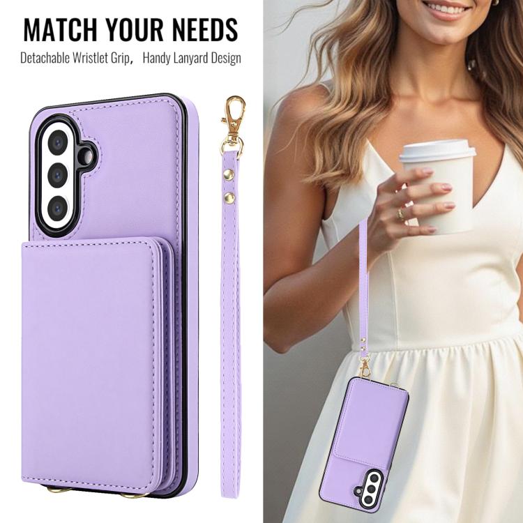 For Samsung Galaxy A36 5G Crossbody Dual-buckle Wallet RFID Back Leather Phone Case