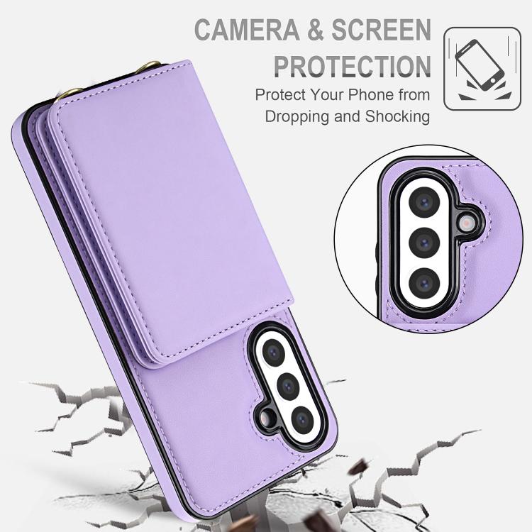 For Samsung Galaxy A36 5G Crossbody Dual-buckle Wallet RFID Back Leather Phone Case