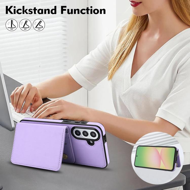 For Samsung Galaxy A36 5G Crossbody Dual-buckle Wallet RFID Back Leather Phone Case