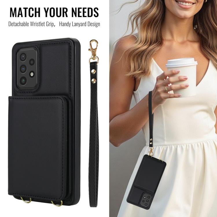For Samsung Galaxy A72 5G / 4G Crossbody Dual-buckle Wallet RFID Back Leather Phone Case