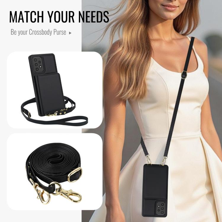 For Samsung Galaxy A72 5G / 4G Crossbody Dual-buckle Wallet RFID Back Leather Phone Case