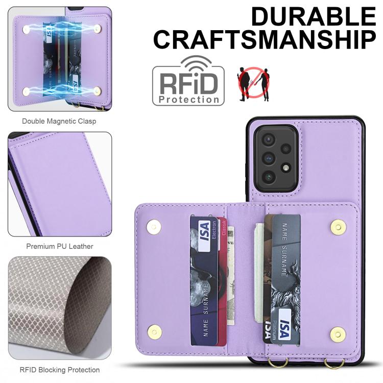 For Samsung Galaxy A72 5G / 4G Crossbody Dual-buckle Wallet RFID Back Leather Phone Case