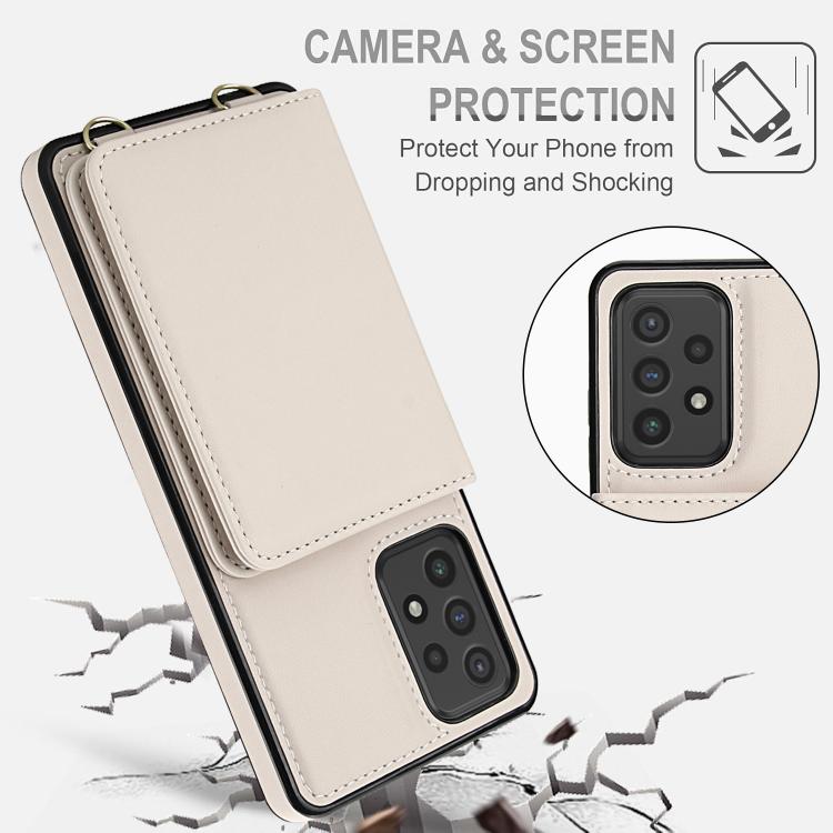 For Samsung Galaxy A73 Crossbody Dual-buckle Wallet RFID Back Leather Phone Case