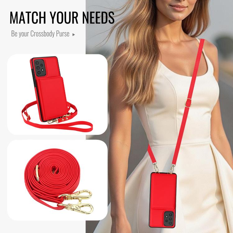 For Samsung Galaxy A73 Crossbody Dual-buckle Wallet RFID Back Leather Phone Case