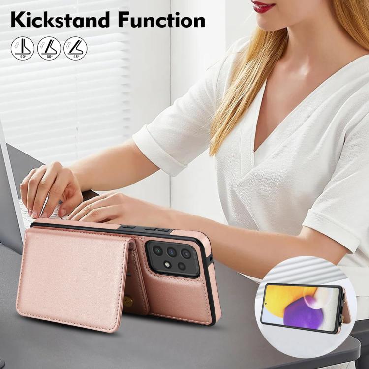 For Samsung Galaxy A73 Crossbody Dual-buckle Wallet RFID Back Leather Phone Case