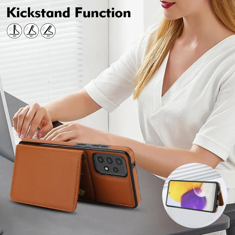 For Samsung Galaxy A73 Crossbody Dual-buckle Wallet RFID Back Leather Phone Case
