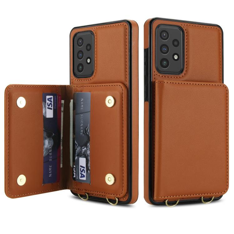 For Samsung Galaxy A73 Crossbody Dual-buckle Wallet RFID Back Leather Phone Case