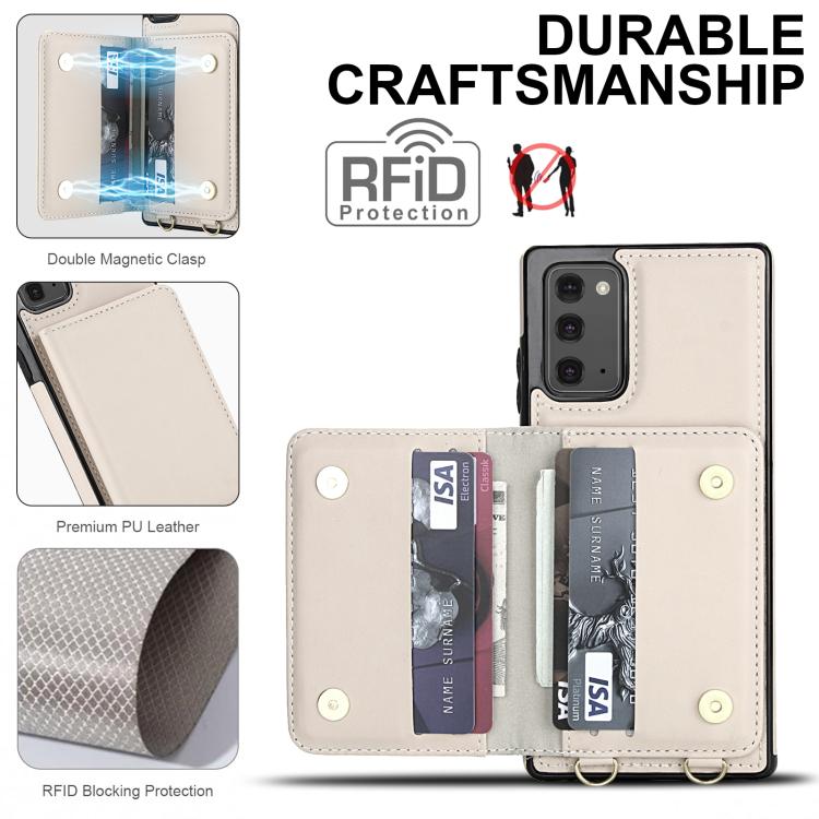 For Samsung Galaxy Note20 Crossbody Dual-buckle Wallet RFID Back Leather Phone Case