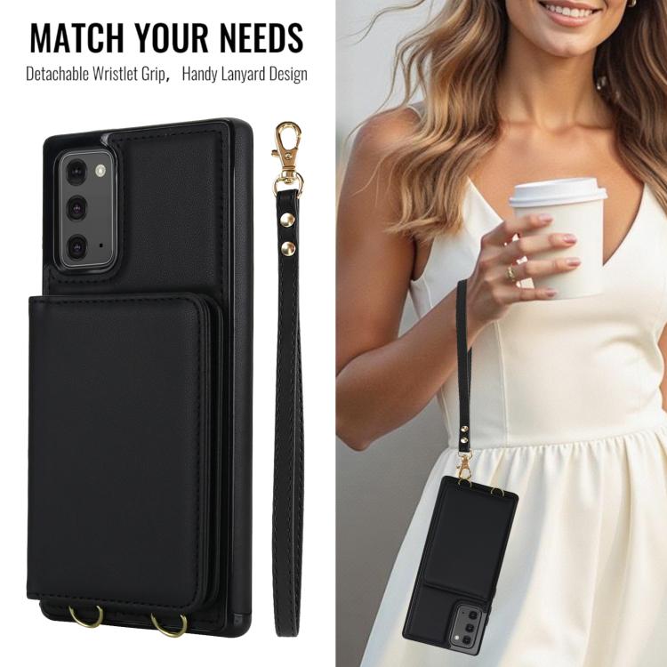 For Samsung Galaxy Note20 Crossbody Dual-buckle Wallet RFID Back Leather Phone Case