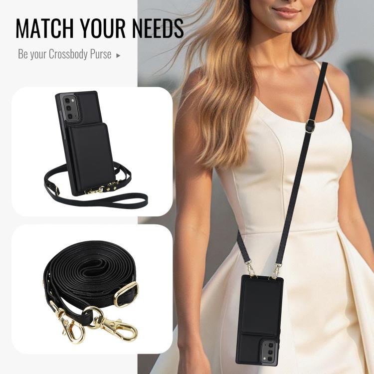 For Samsung Galaxy Note20 Crossbody Dual-buckle Wallet RFID Back Leather Phone Case