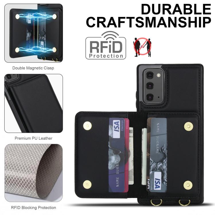For Samsung Galaxy Note20 Crossbody Dual-buckle Wallet RFID Back Leather Phone Case