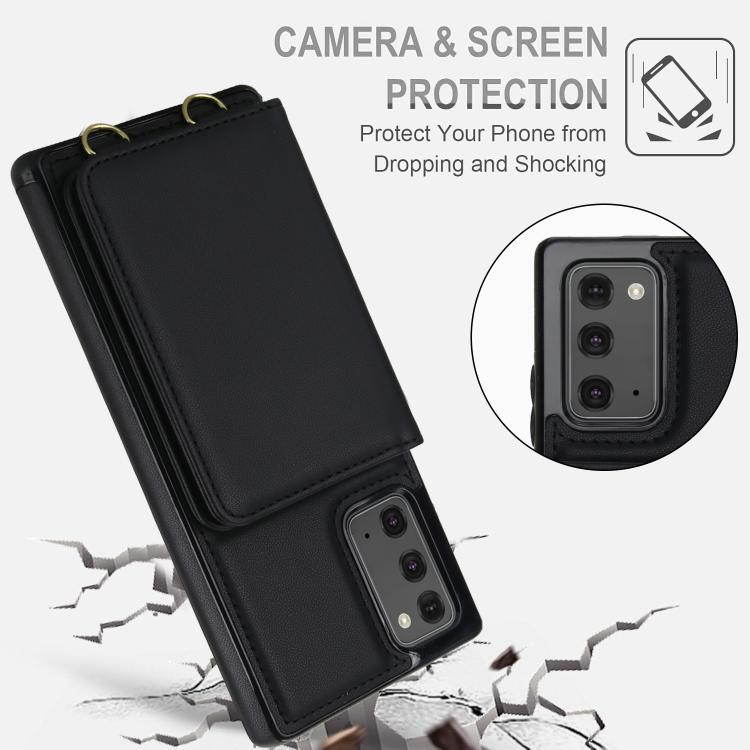 For Samsung Galaxy Note20 Crossbody Dual-buckle Wallet RFID Back Leather Phone Case