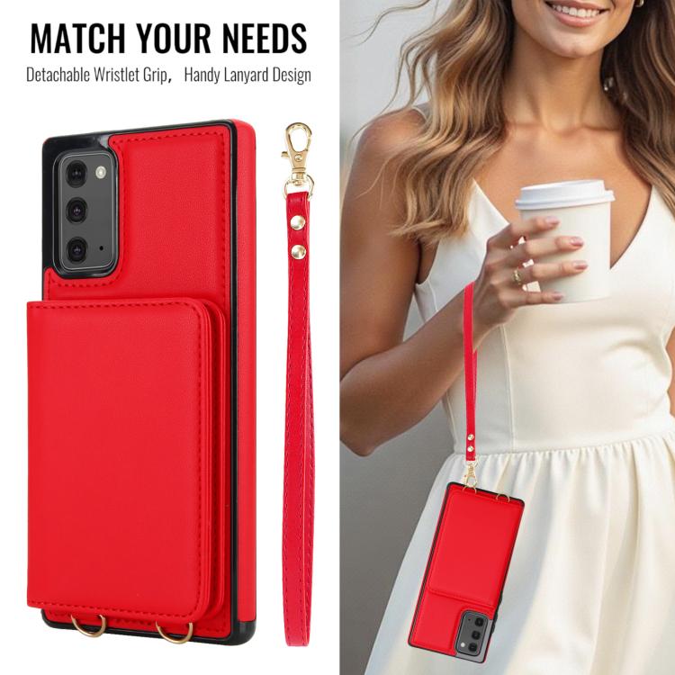For Samsung Galaxy Note20 Crossbody Dual-buckle Wallet RFID Back Leather Phone Case