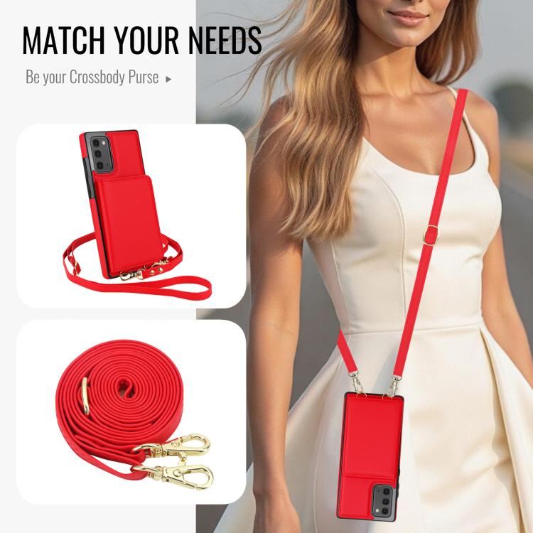 For Samsung Galaxy Note20 Crossbody Dual-buckle Wallet RFID Back Leather Phone Case
