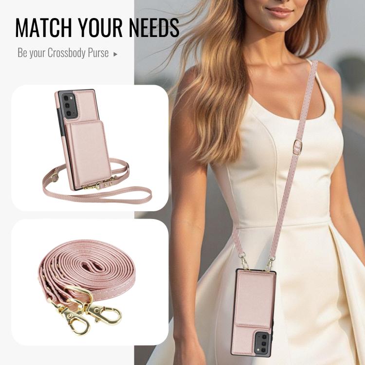 For Samsung Galaxy Note20 Crossbody Dual-buckle Wallet RFID Back Leather Phone Case