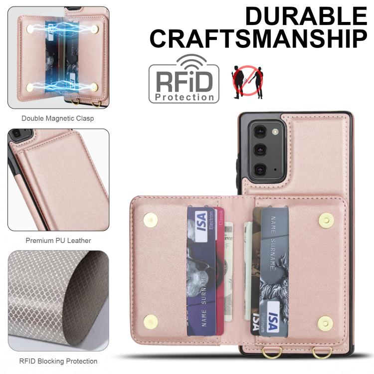 For Samsung Galaxy Note20 Crossbody Dual-buckle Wallet RFID Back Leather Phone Case