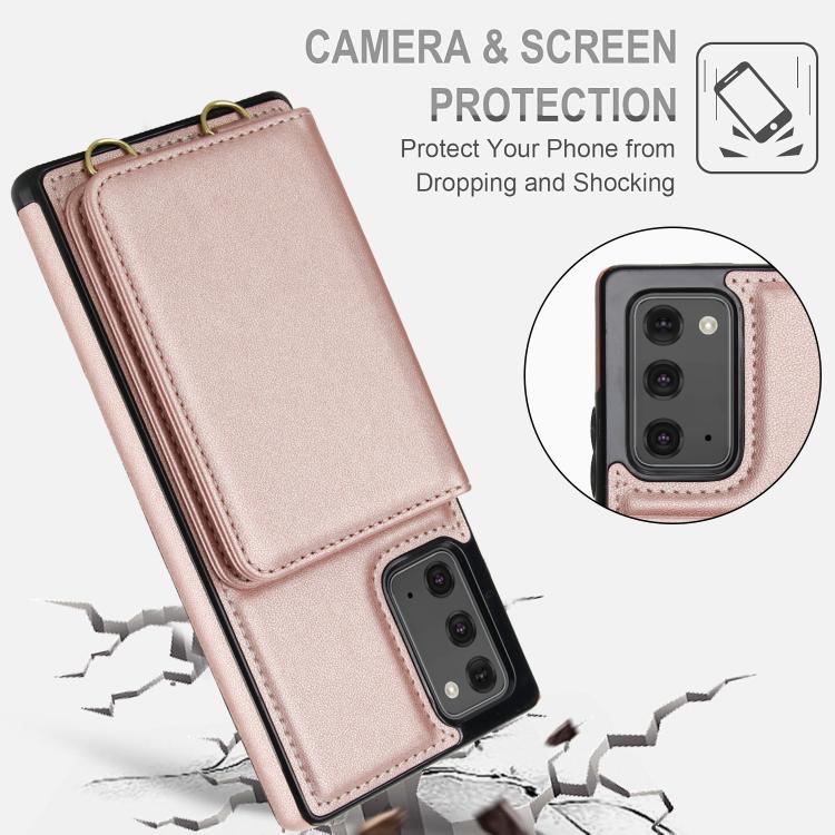 For Samsung Galaxy Note20 Crossbody Dual-buckle Wallet RFID Back Leather Phone Case
