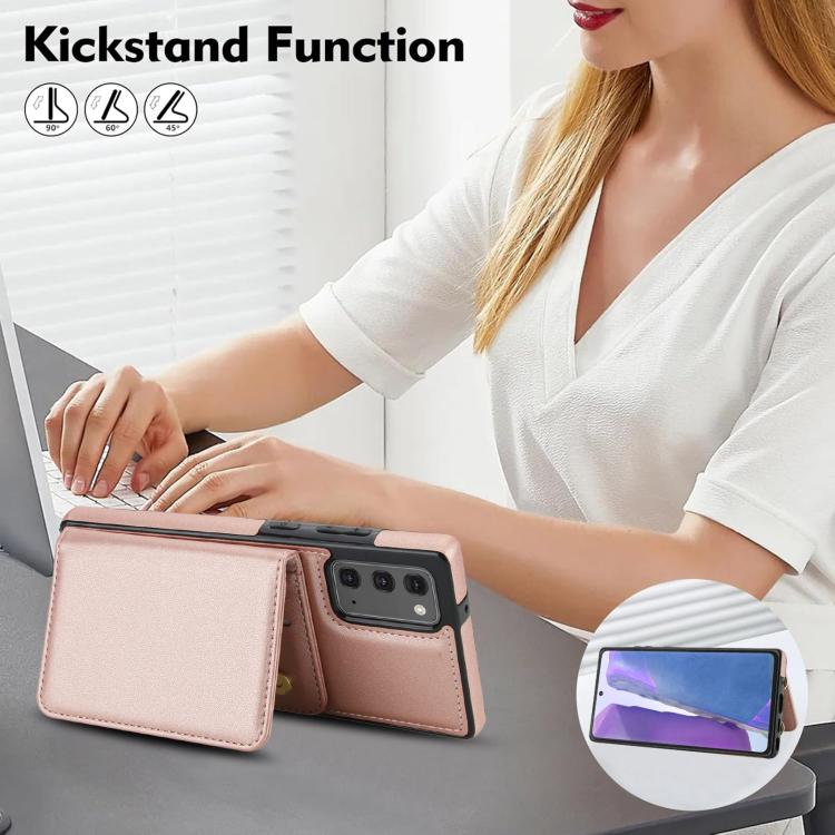 For Samsung Galaxy Note20 Crossbody Dual-buckle Wallet RFID Back Leather Phone Case
