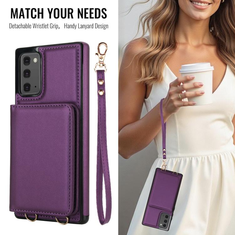 For Samsung Galaxy Note20 Crossbody Dual-buckle Wallet RFID Back Leather Phone Case