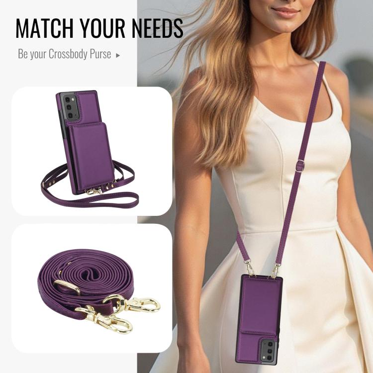 For Samsung Galaxy Note20 Crossbody Dual-buckle Wallet RFID Back Leather Phone Case