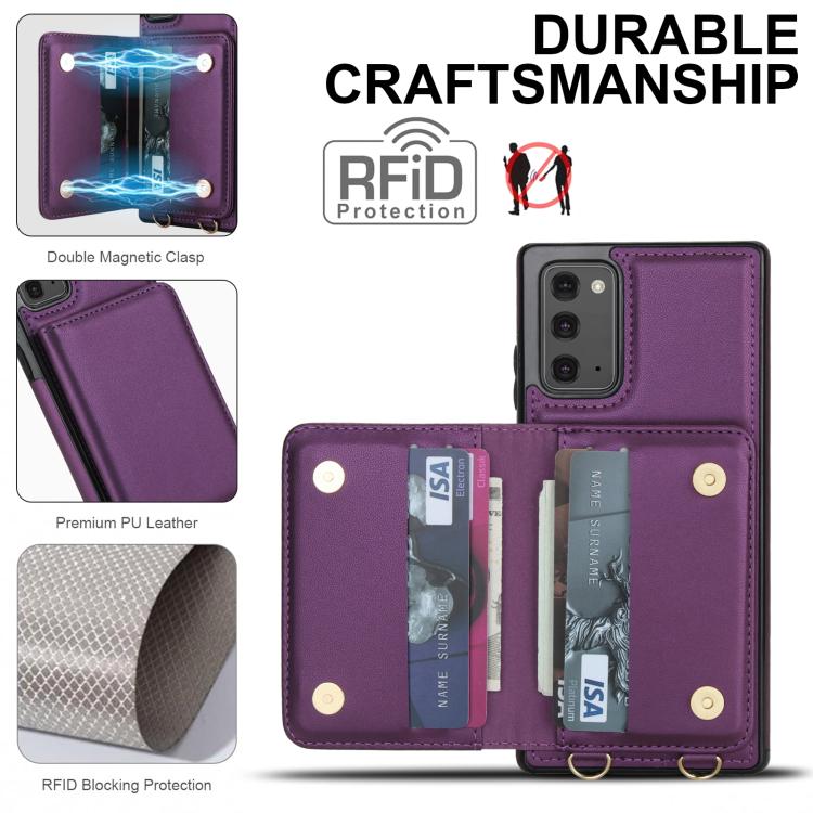 For Samsung Galaxy Note20 Crossbody Dual-buckle Wallet RFID Back Leather Phone Case