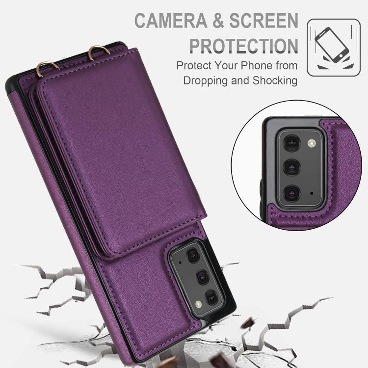 For Samsung Galaxy Note20 Crossbody Dual-buckle Wallet RFID Back Leather Phone Case
