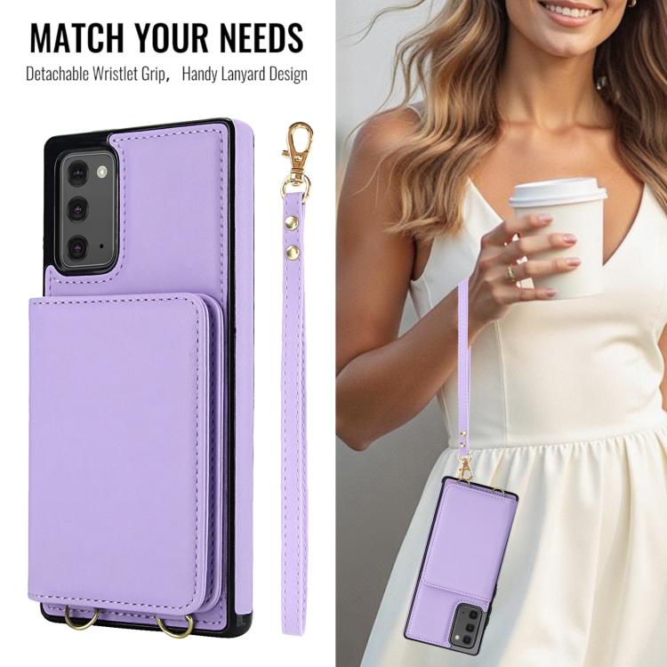 For Samsung Galaxy Note20 Crossbody Dual-buckle Wallet RFID Back Leather Phone Case