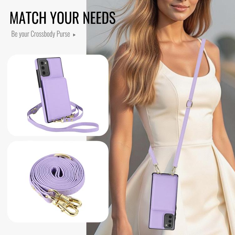 For Samsung Galaxy Note20 Crossbody Dual-buckle Wallet RFID Back Leather Phone Case