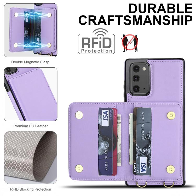 For Samsung Galaxy Note20 Crossbody Dual-buckle Wallet RFID Back Leather Phone Case