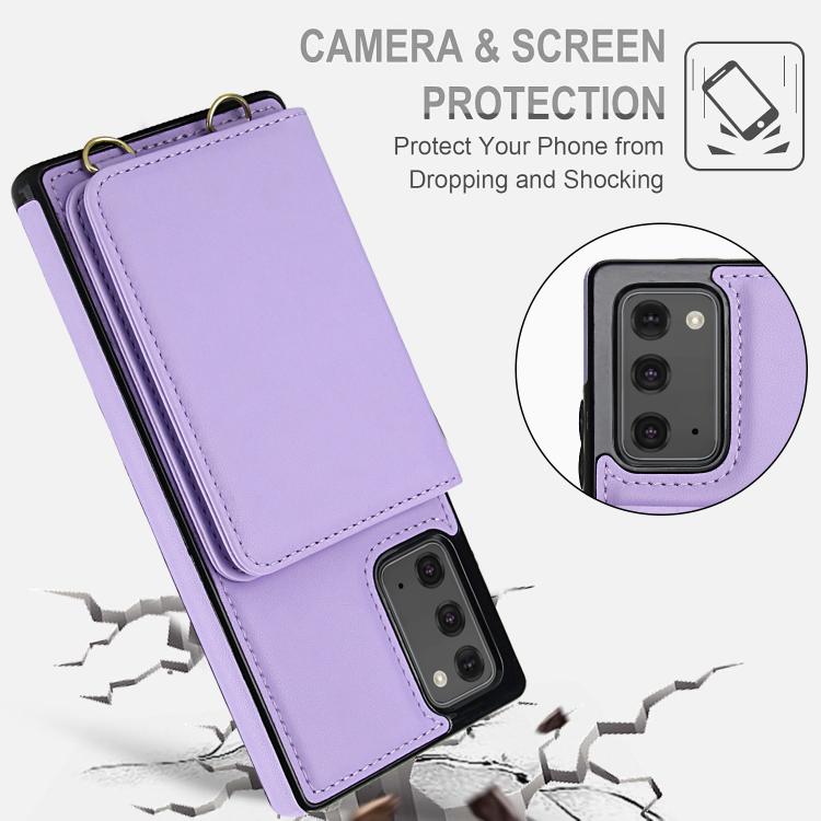 For Samsung Galaxy Note20 Crossbody Dual-buckle Wallet RFID Back Leather Phone Case