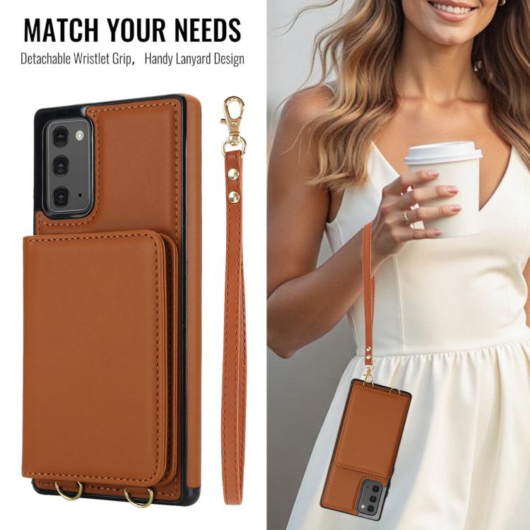 For Samsung Galaxy Note20 Crossbody Dual-buckle Wallet RFID Back Leather Phone Case