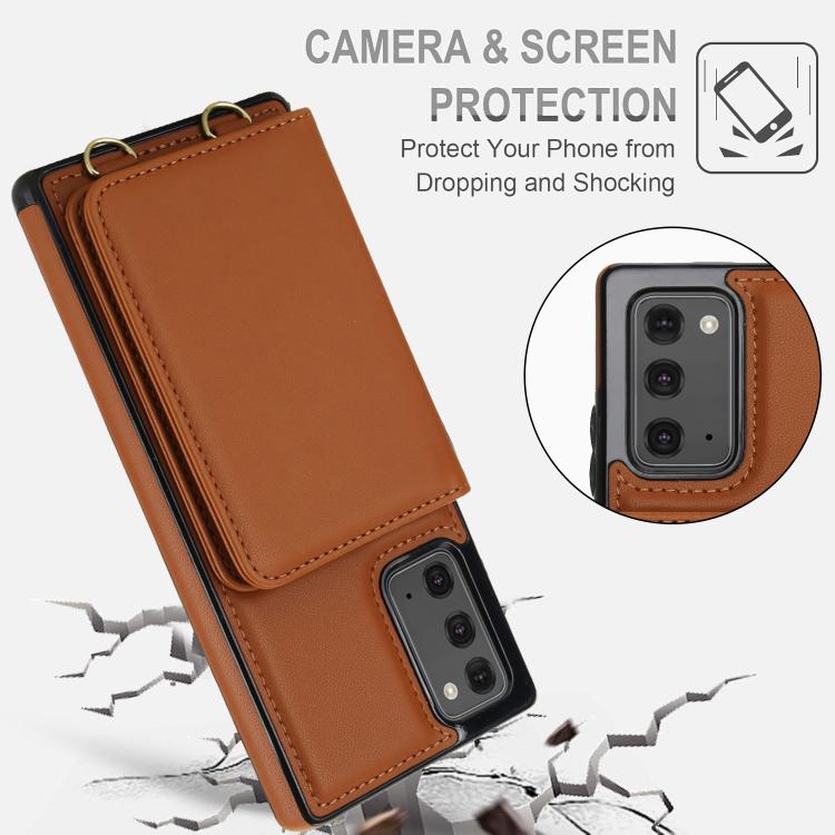 For Samsung Galaxy Note20 Crossbody Dual-buckle Wallet RFID Back Leather Phone Case