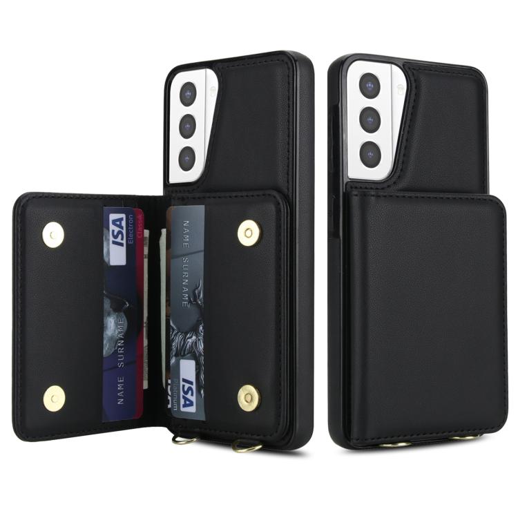 For Samsung Galaxy S21+ 5G Crossbody Dual-buckle Wallet RFID Back Leather Phone Case