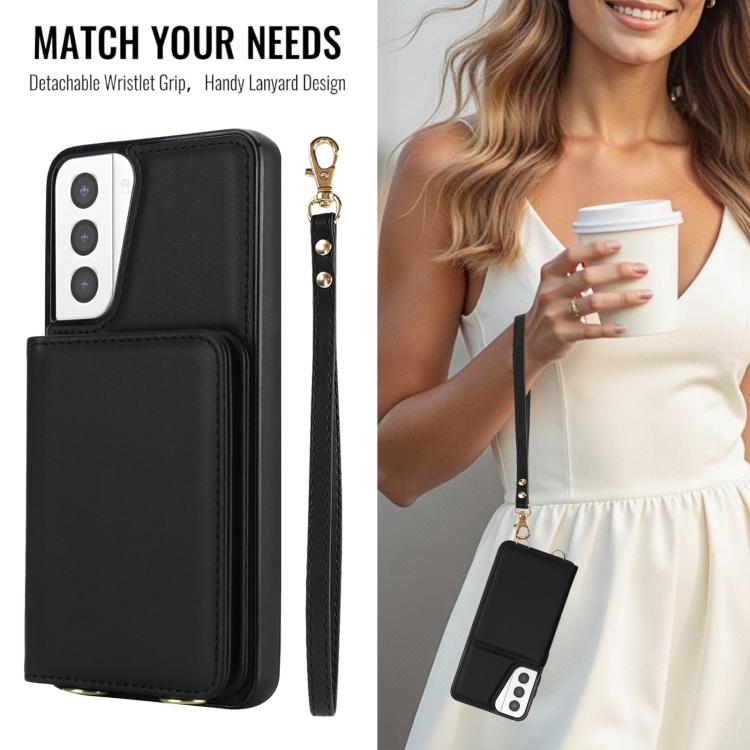 For Samsung Galaxy S21+ 5G Crossbody Dual-buckle Wallet RFID Back Leather Phone Case