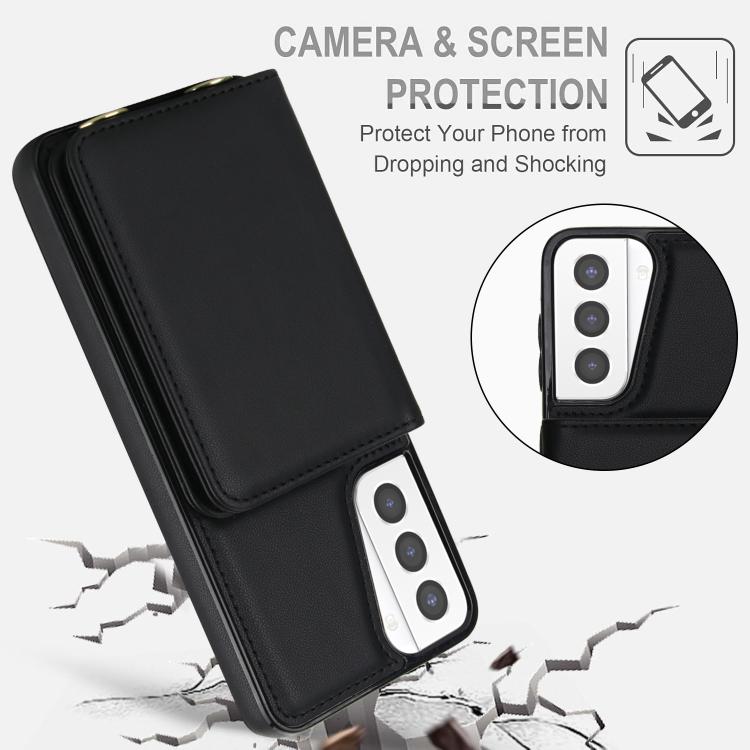 For Samsung Galaxy S21+ 5G Crossbody Dual-buckle Wallet RFID Back Leather Phone Case