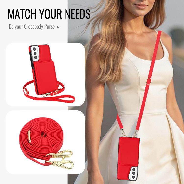 For Samsung Galaxy S21+ 5G Crossbody Dual-buckle Wallet RFID Back Leather Phone Case