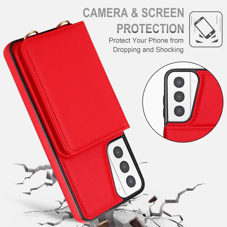 For Samsung Galaxy S21+ 5G Crossbody Dual-buckle Wallet RFID Back Leather Phone Case