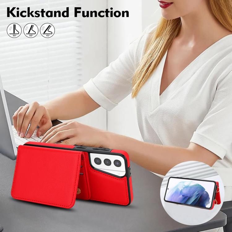 For Samsung Galaxy S21+ 5G Crossbody Dual-buckle Wallet RFID Back Leather Phone Case