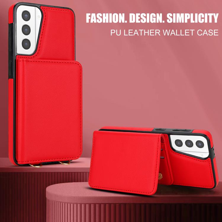 For Samsung Galaxy S21+ 5G Crossbody Dual-buckle Wallet RFID Back Leather Phone Case