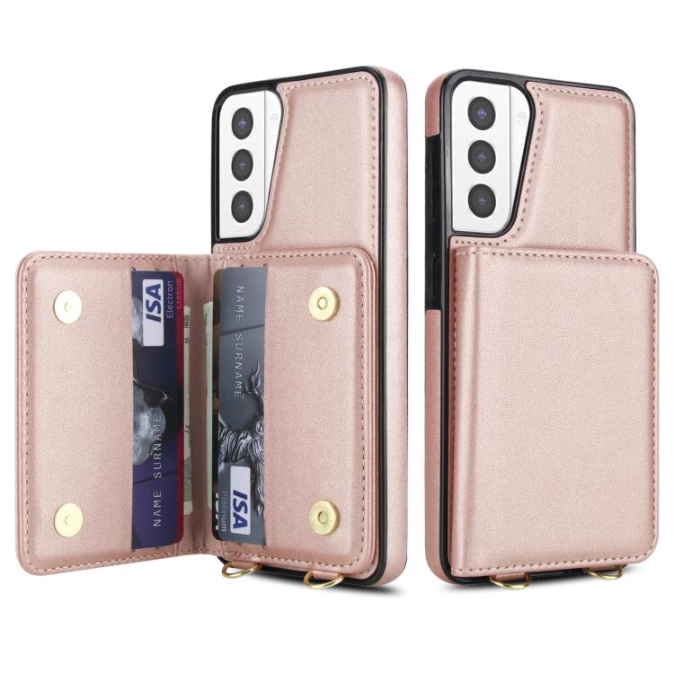 For Samsung Galaxy S21+ 5G Crossbody Dual-buckle Wallet RFID Back Leather Phone Case