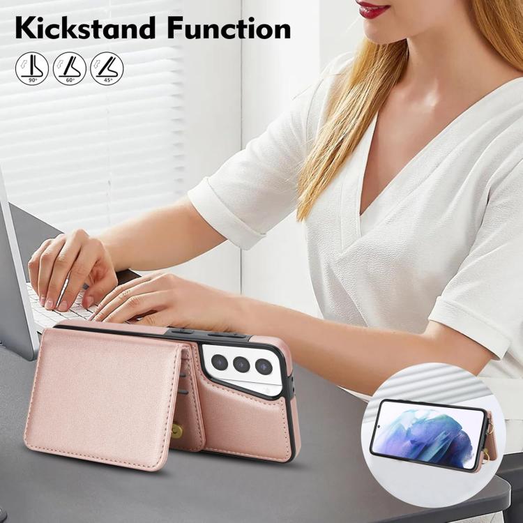For Samsung Galaxy S21+ 5G Crossbody Dual-buckle Wallet RFID Back Leather Phone Case
