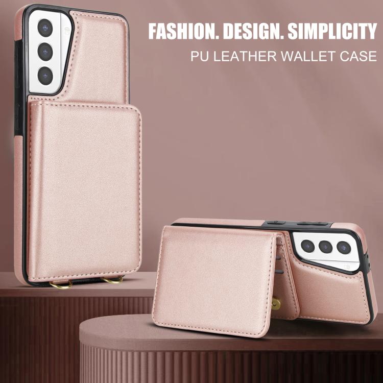 For Samsung Galaxy S21+ 5G Crossbody Dual-buckle Wallet RFID Back Leather Phone Case