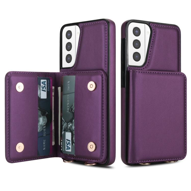 For Samsung Galaxy S21+ 5G Crossbody Dual-buckle Wallet RFID Back Leather Phone Case
