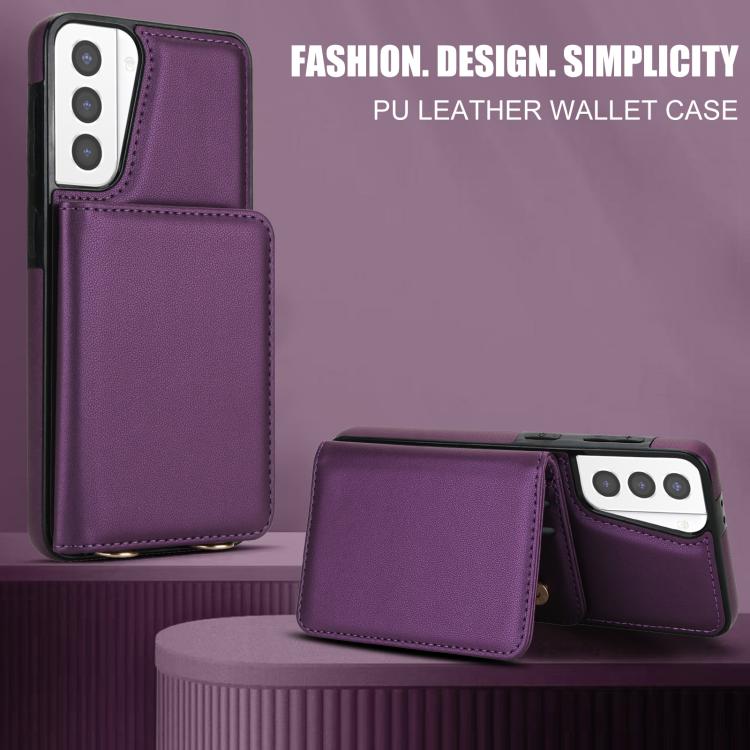 For Samsung Galaxy S21+ 5G Crossbody Dual-buckle Wallet RFID Back Leather Phone Case