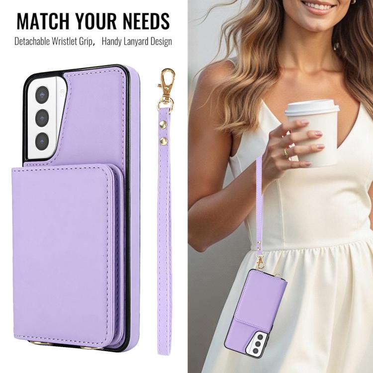 For Samsung Galaxy S21+ 5G Crossbody Dual-buckle Wallet RFID Back Leather Phone Case