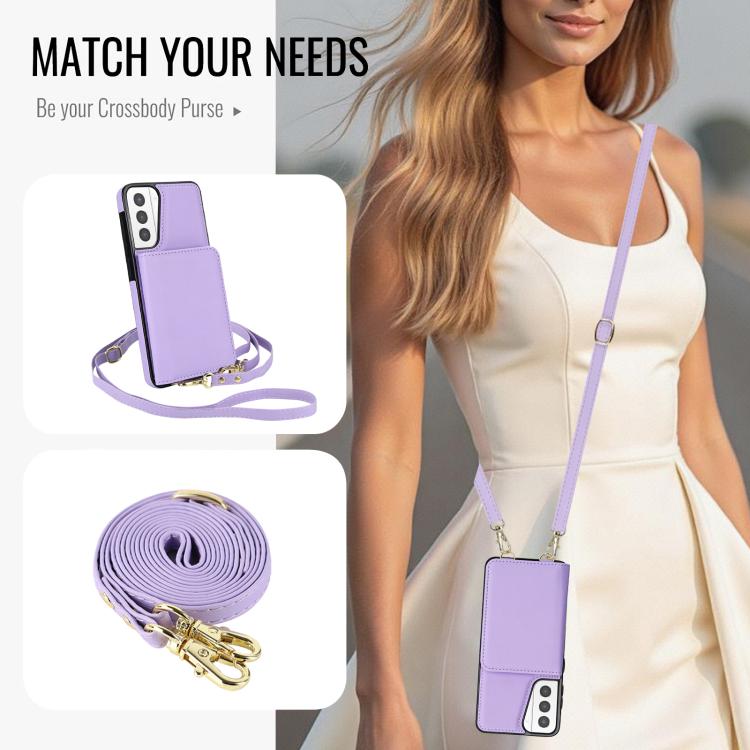 For Samsung Galaxy S21+ 5G Crossbody Dual-buckle Wallet RFID Back Leather Phone Case
